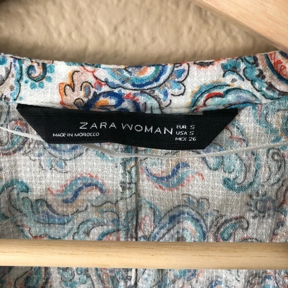 Zara woman Printed sheer rolled sleeve blouse - Picture 3 of 5